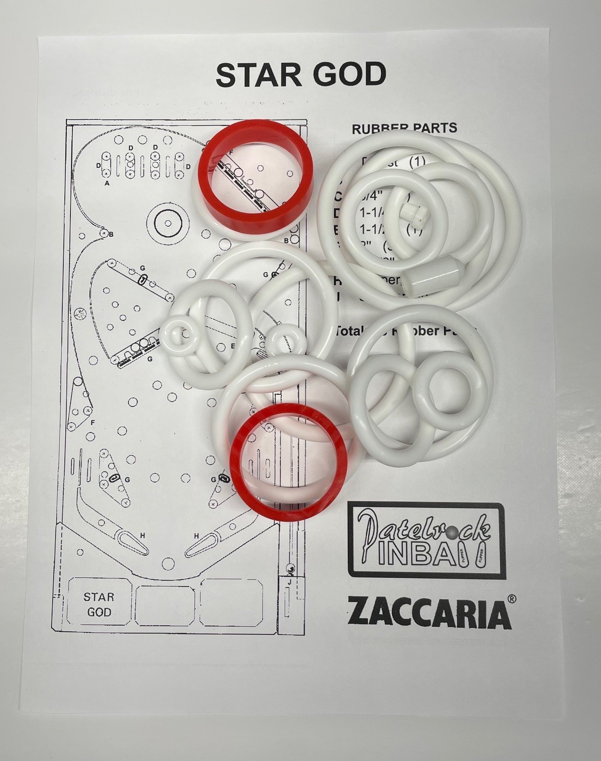 Zaccaria Star God Pinball Machine Rubber Ring Kit **customize your kit**