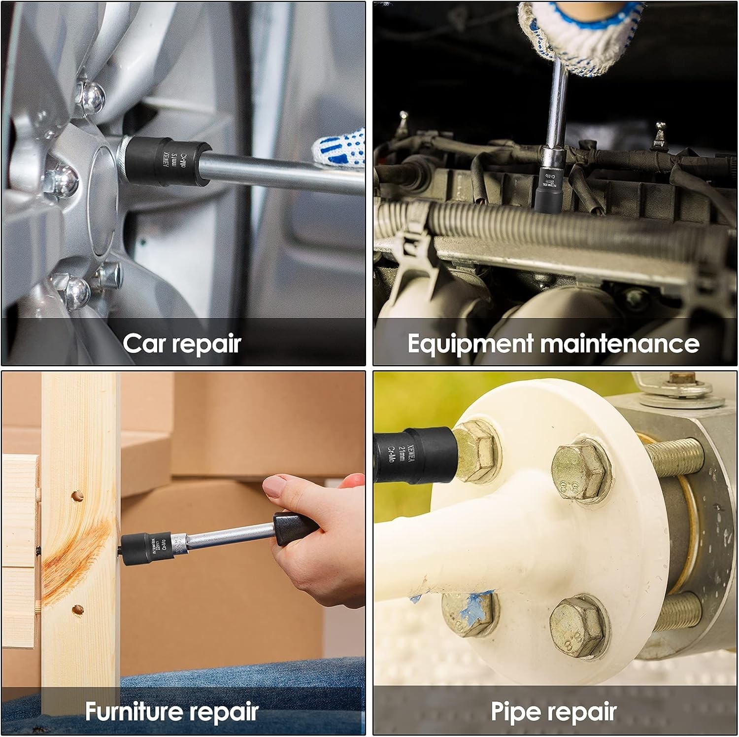 9PCS Lug Nut Extractor Set, 1/2" Drive Impact Bolt Remover Socket Tool, Wheel...