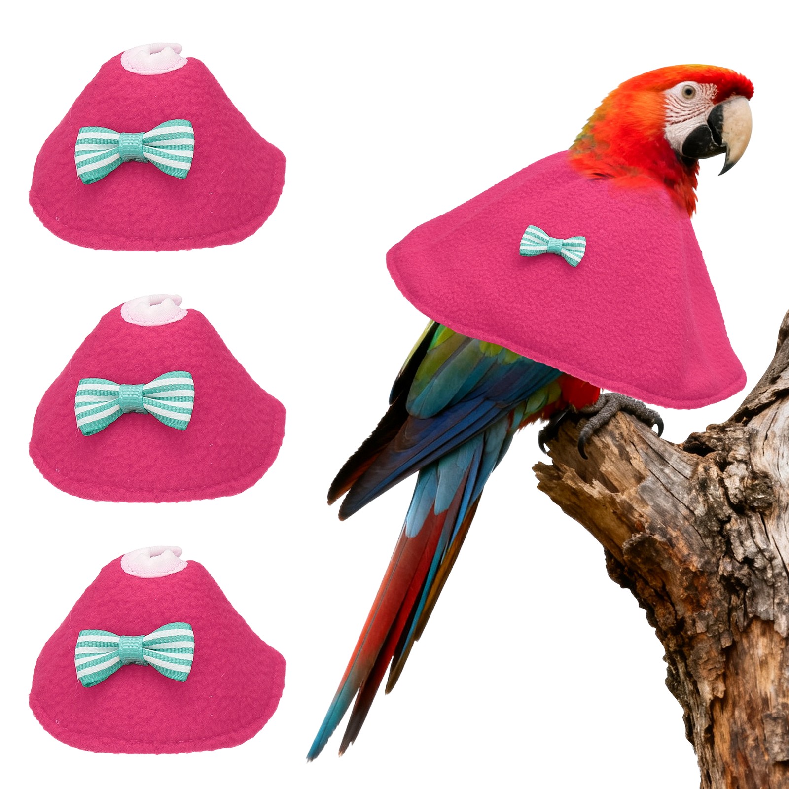 Bird Collars Bird Cone Collar Protective Cones (Pink, XS, 3 Pcs)