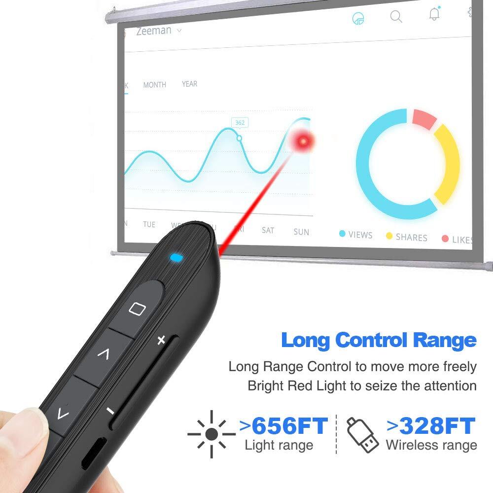 N76 Long Range Presentation Remote Wireless Presenter Slide Advancer with red...