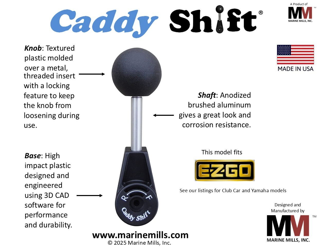 Caddy Shift EZ-GO Golf Cart Shifter/ Golf Cart Shifter, Lever, Handle, Knob