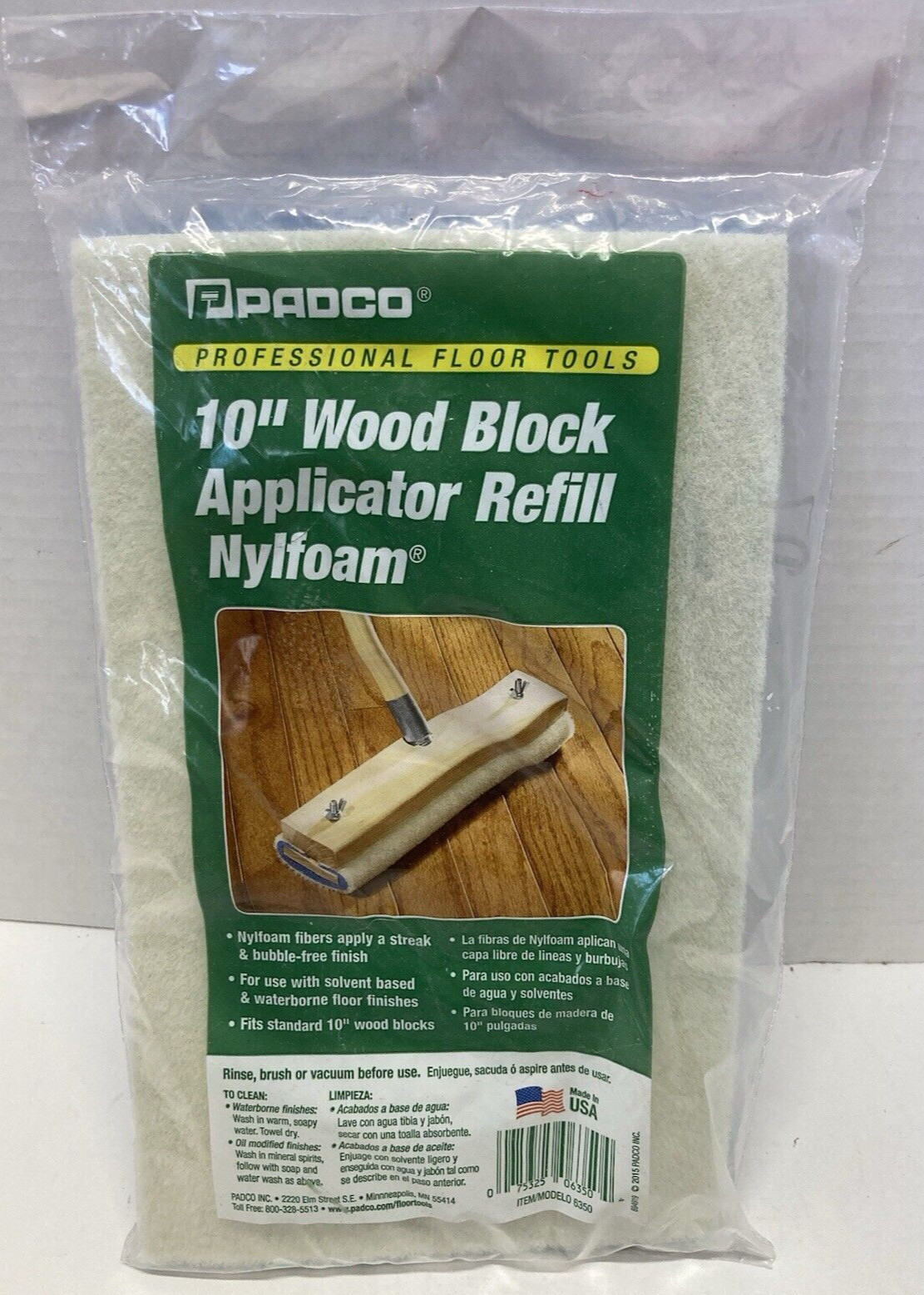 Wood Block Applicator PADCO - 10" Refill Nylfoam New N Package. Free Shipping!!