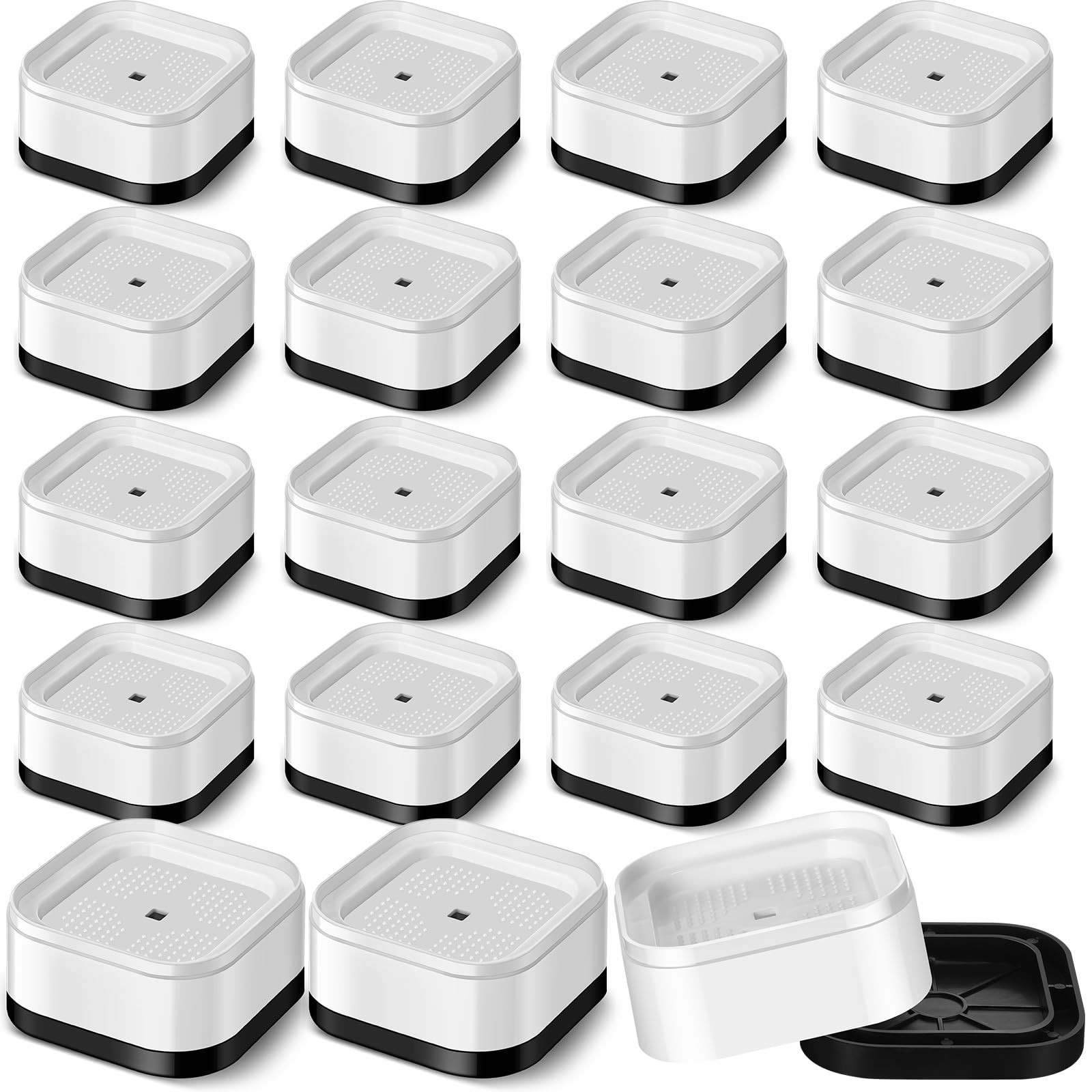 White Square Adjustable Furniture Bed Desk Leg Risers 1.38 Inch 16 PCS