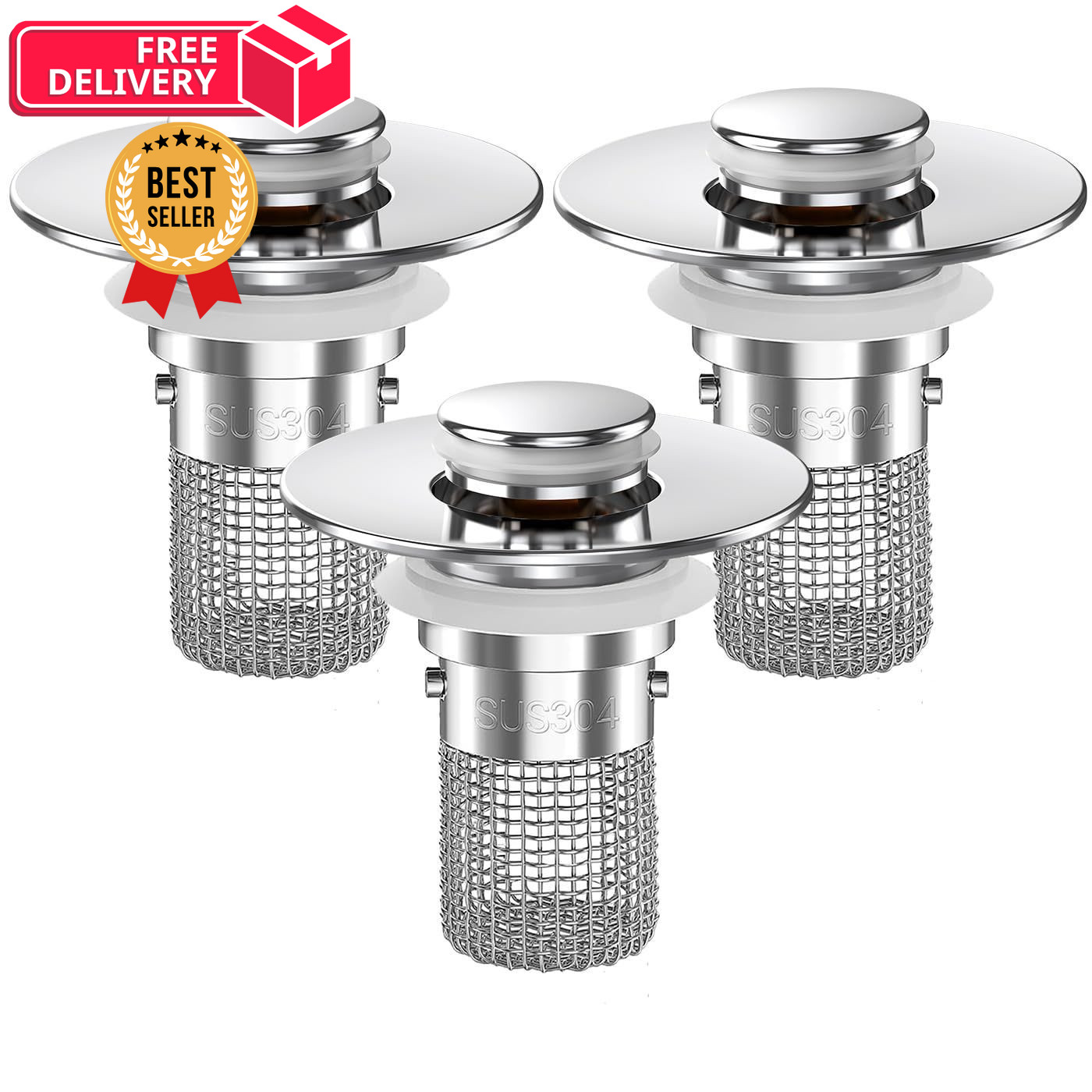 Sink Stopper Hair Catcher, Pop-up Drain Strainer with Removable Sliver-3