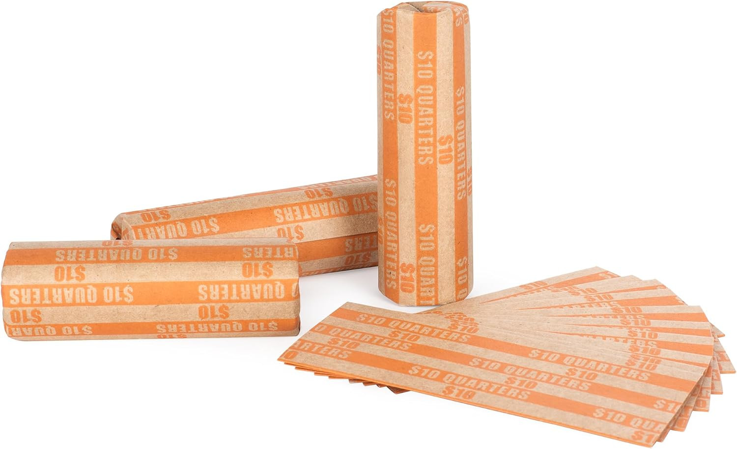 Quarter Coin Wrappers Rolls 100pcs-Quarter, Orange Quarter-100pcs