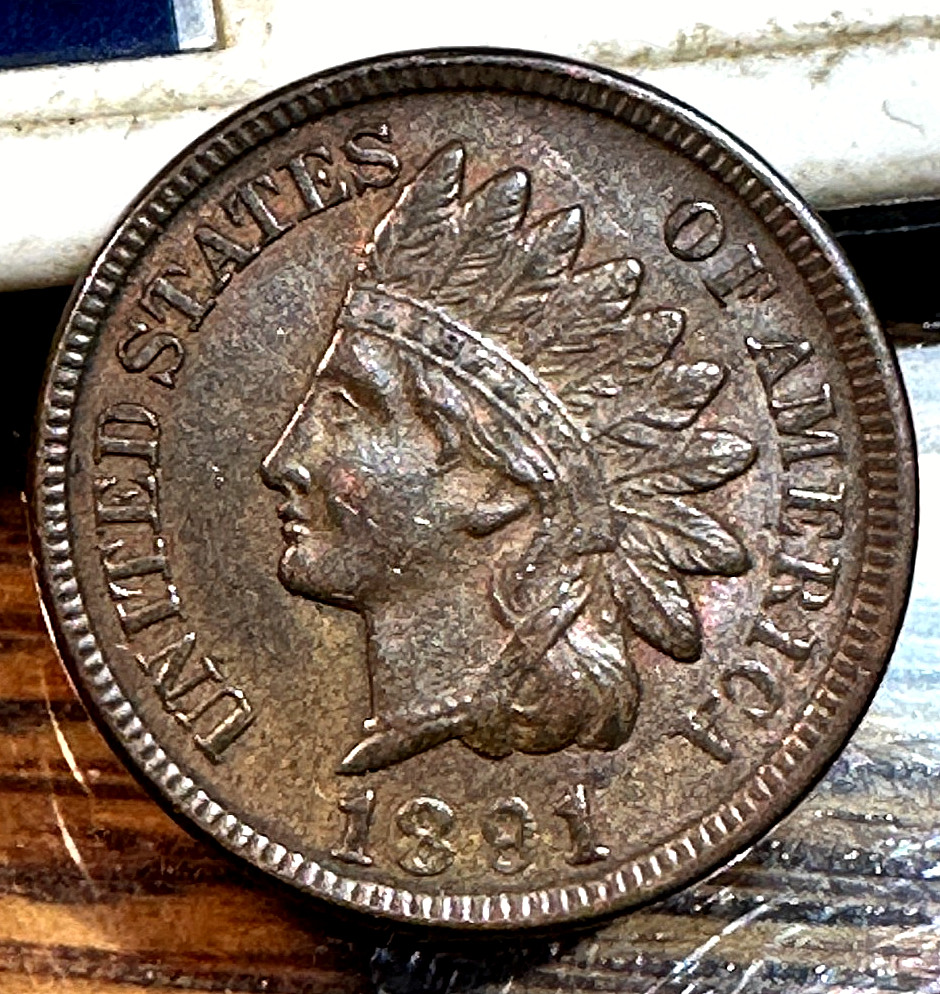 1891 Indian Cent Nice Original AU/Unc. CHRC