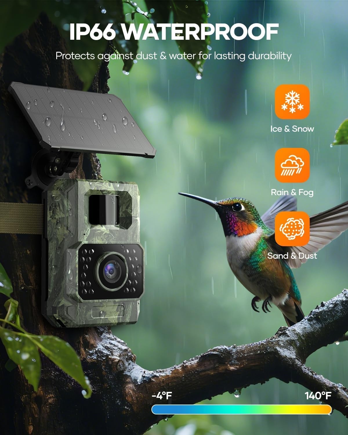 48MP Solar Trail Camera with WiFi and Night Vision - Waterproof Performance