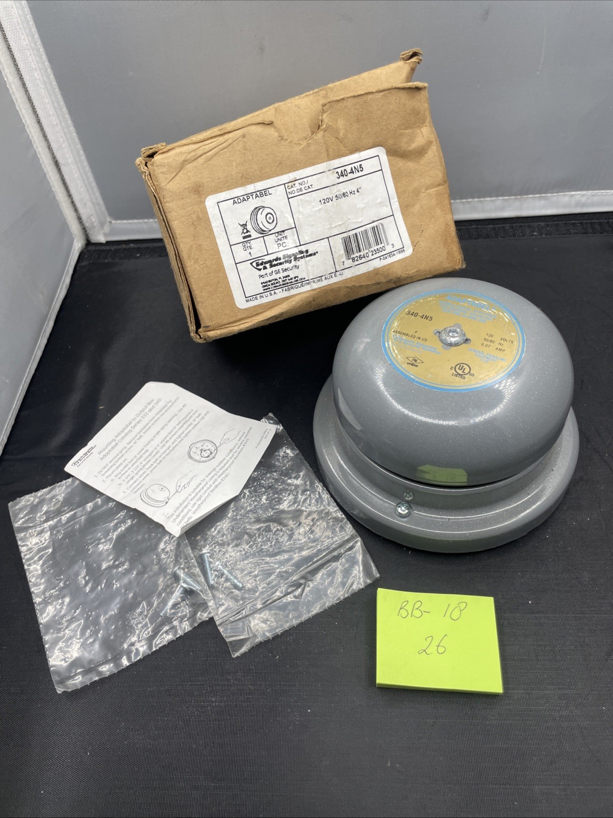 Edwards 340-4N5 Adaptabel 120VAC 4" Gray Vibrating Bell - New FREE SHIPPING
