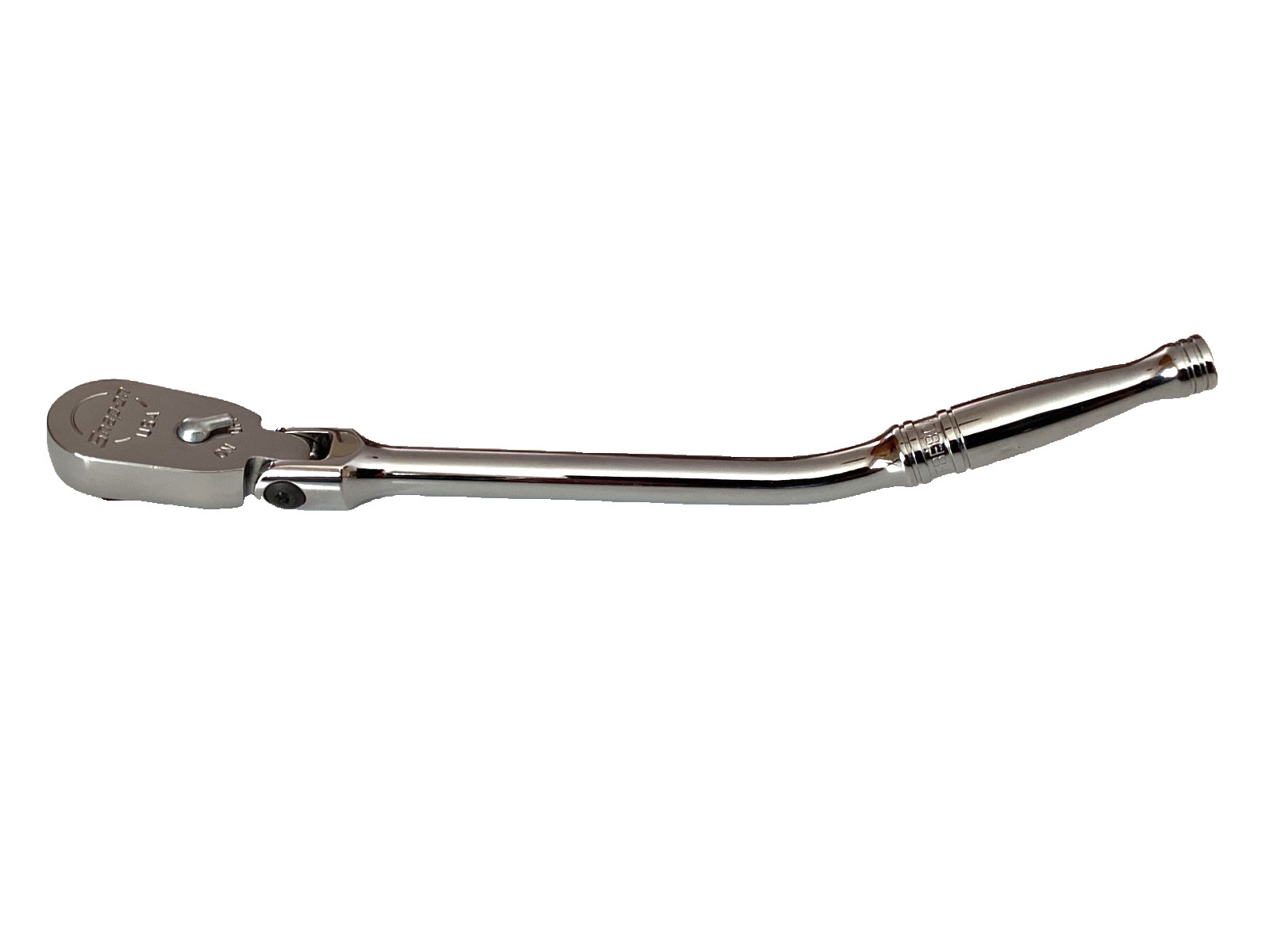 Snap On Tools USA NEW 3/8" Drive Bent Handle Flex Head Chrome Ratchet FBF80A