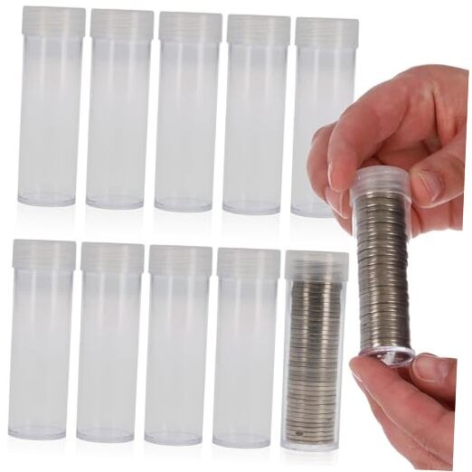 Coin Tubes for US Nickels – 10ct | Durable Plastic Storage with Airtight small