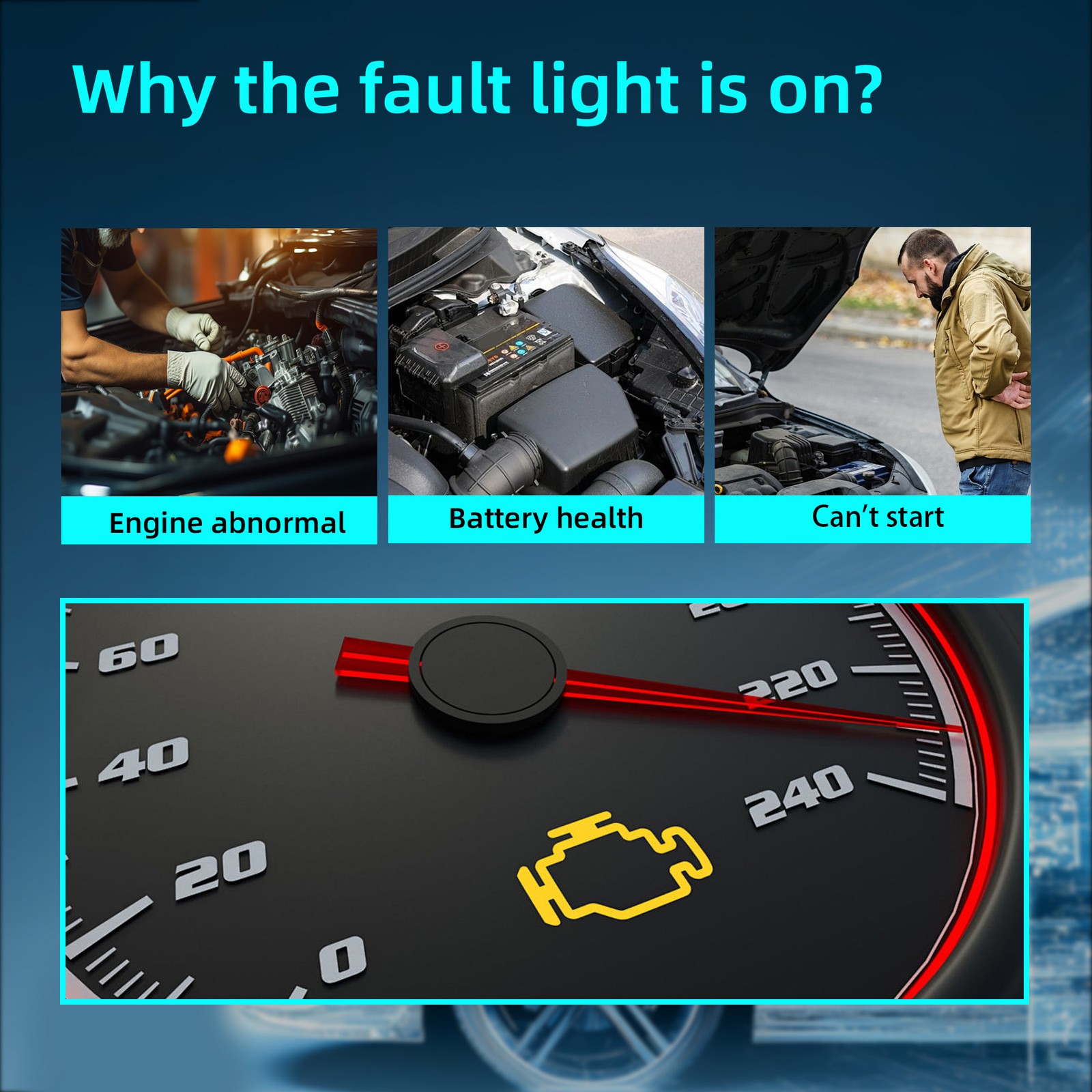 Automotive OBD2 Scanner OBD Code Reader Car Diagnostic Tool Check Engine Fault