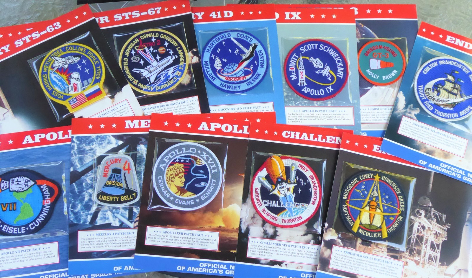 Willabee & Ward Official NASA Space Missions Emblem Patch Lot (11) w/Info Cards