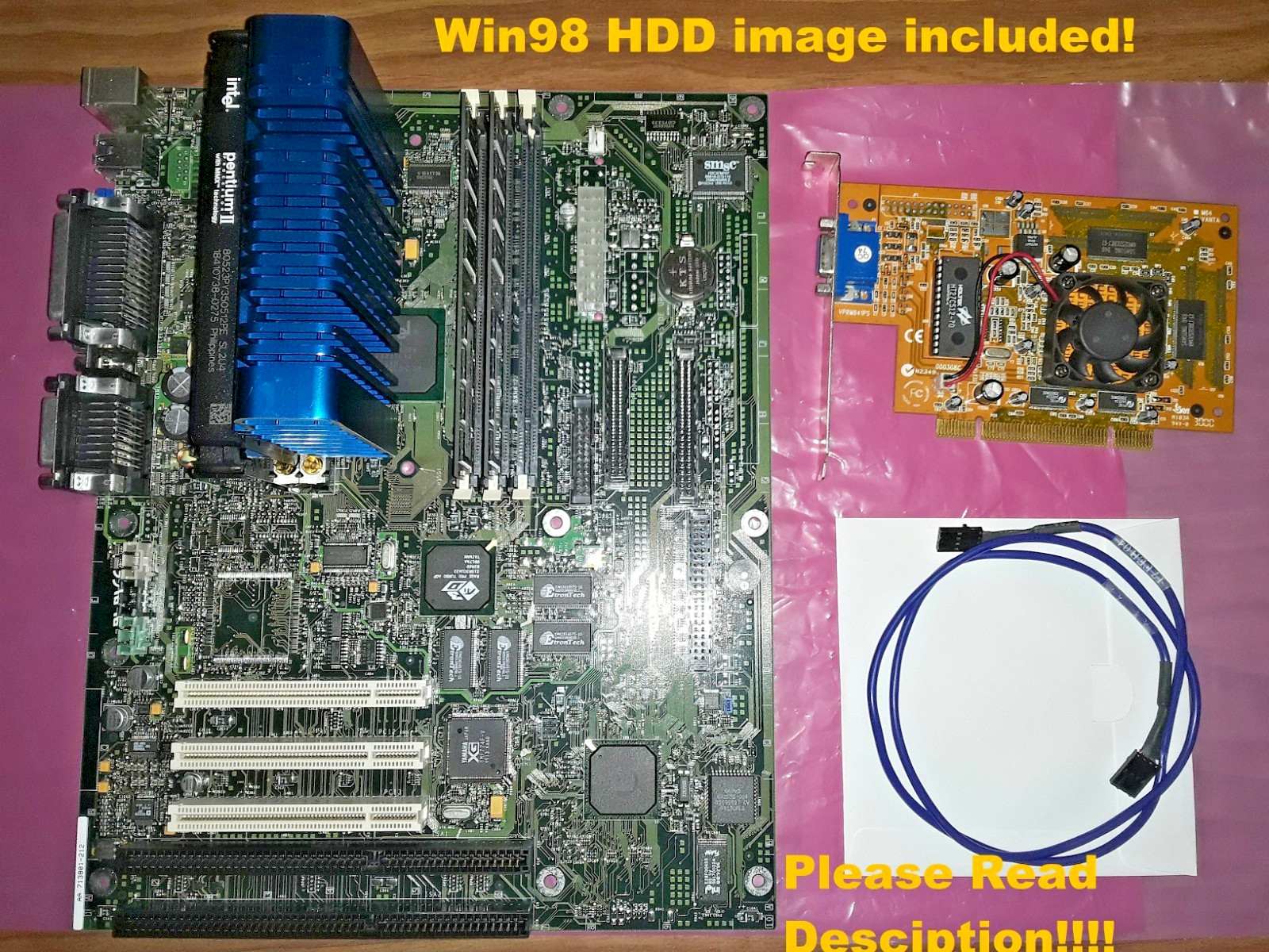 Intel 440BX ISA motherboard Yamaha XG sound PII 350MHz 192MB TNT2 16MB PCI combo