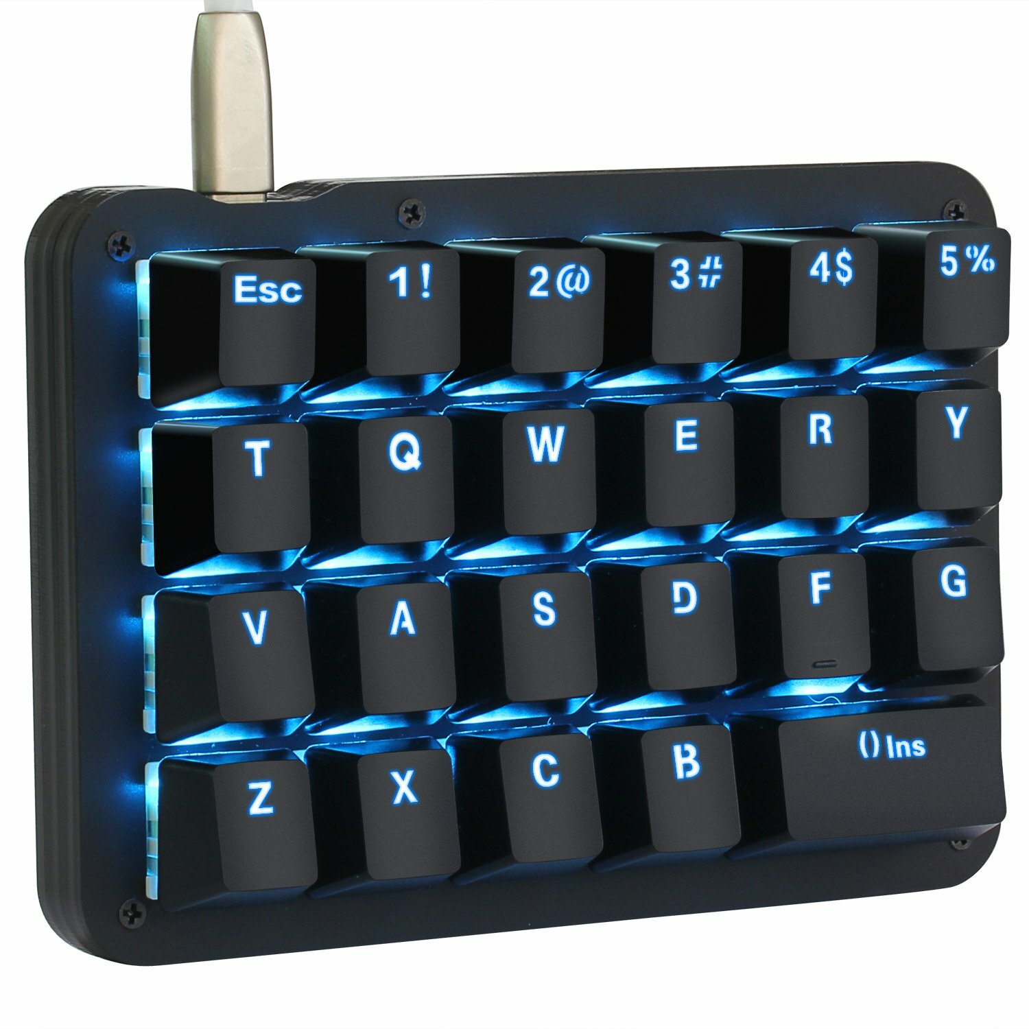 One Handed Macro Mechanical Keyboard Blue LED 23 Keys Gaming Keypad Blue Switch