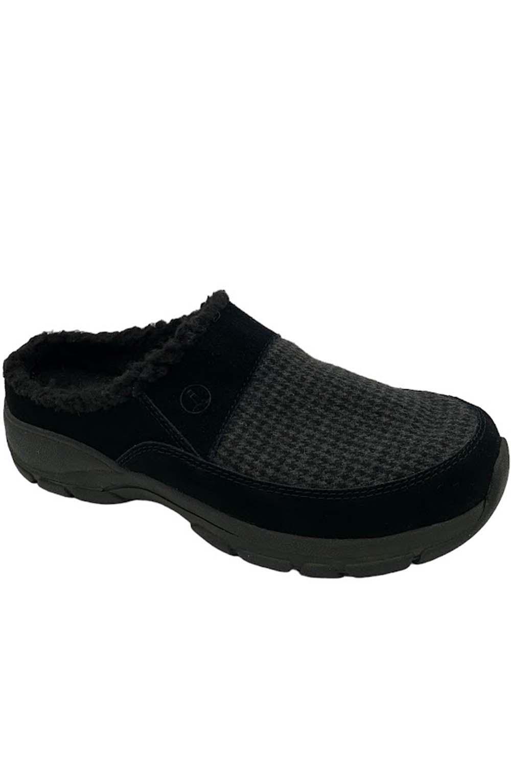 Lands' End Suede and Faux-Fur Clogs Black