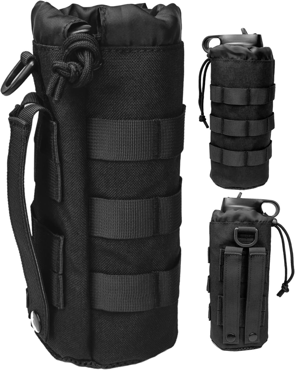 Black Tactical MOLLE Water Bottle Pouch Travel Sports Bottle Bag