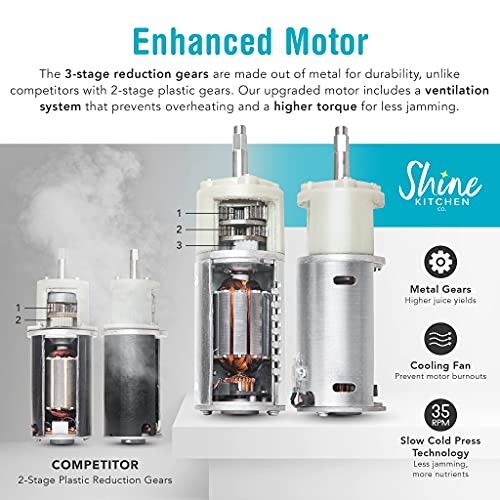 SJV-107-A Slow Juicer, 5.5 x 5.2 x 19.5, Silver, Black