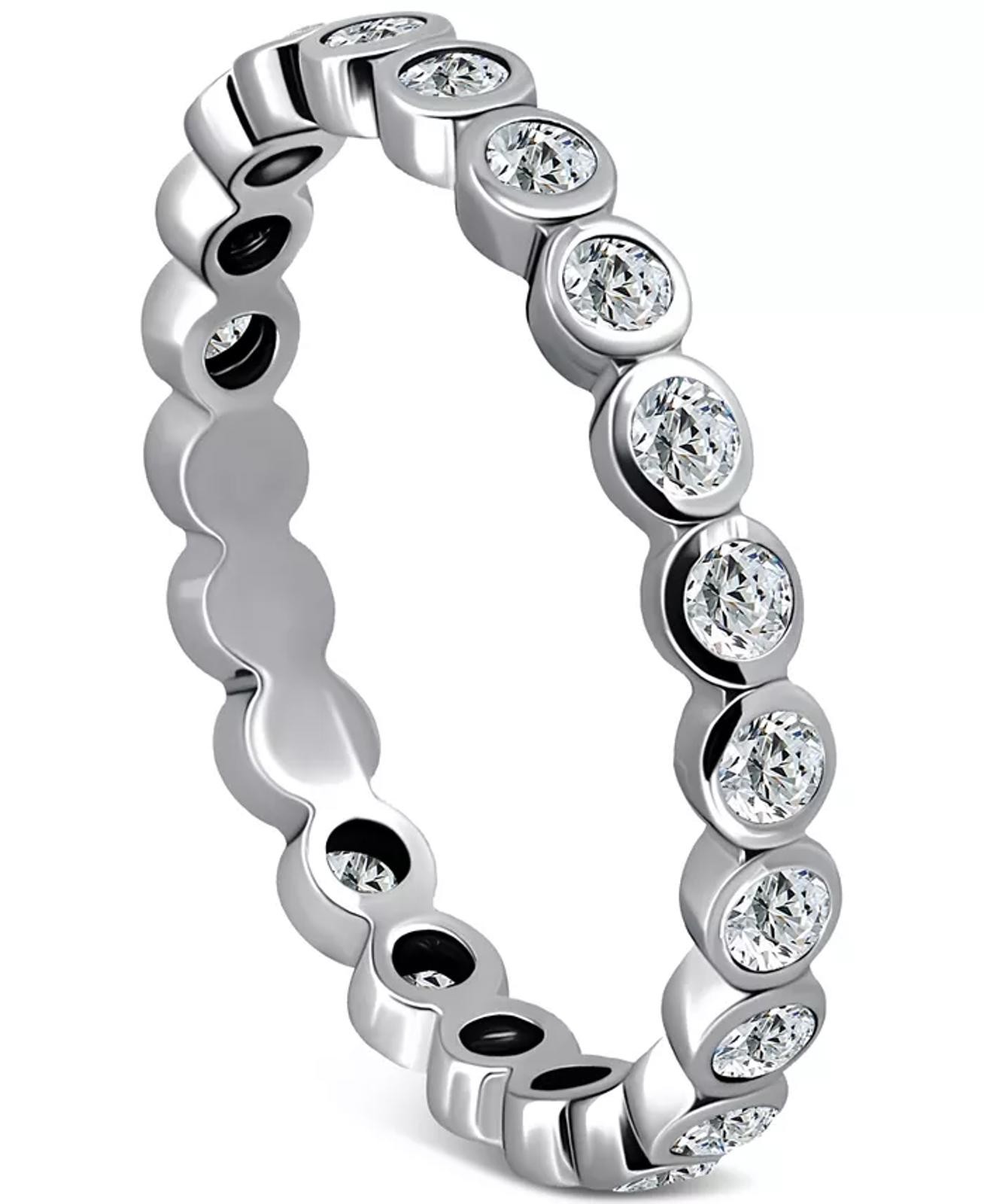 Cubic Zirconia Bezel Eternity Band, Size 7