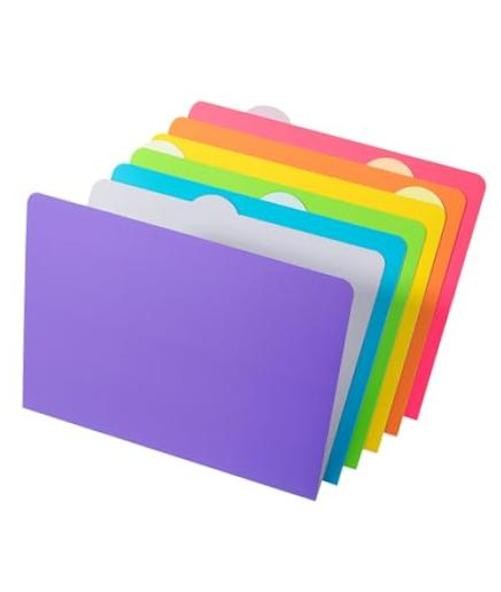 - File Folders Letter Size, 6 Pack, Vibrant Colors, 1/6-Cut Tab | Colored File