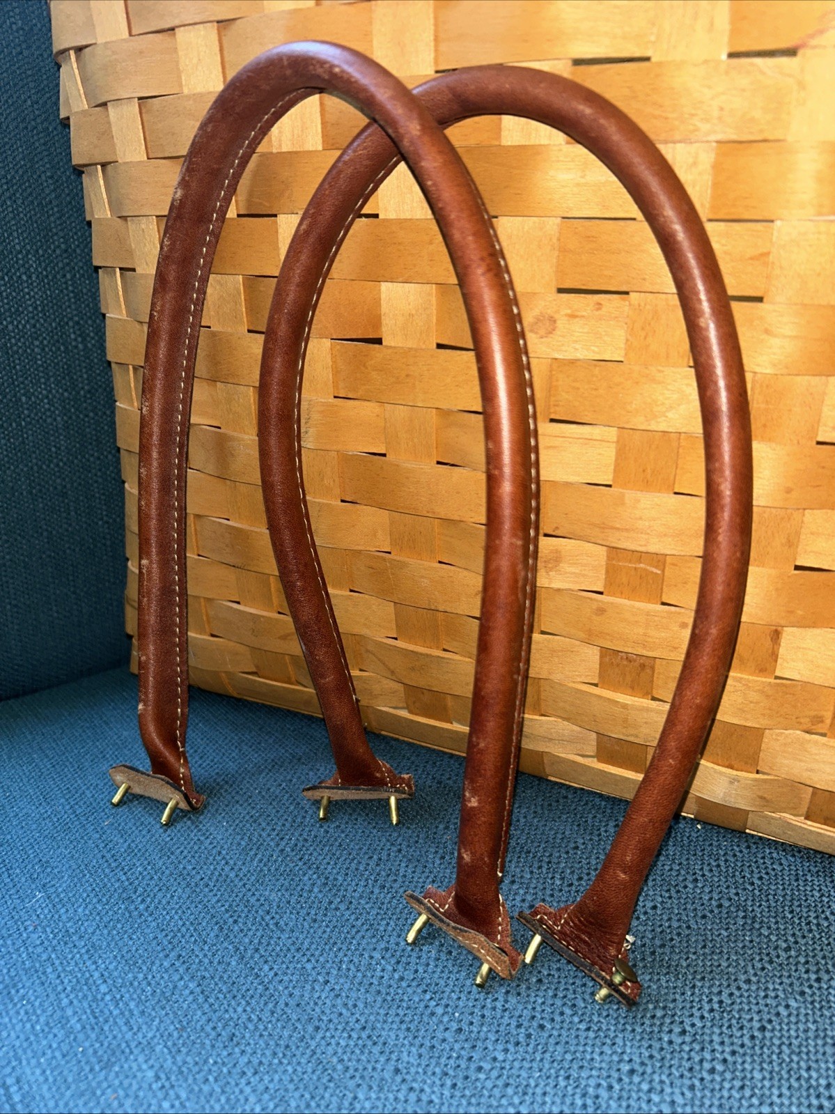 Longaberger Large Boardwalk Basket, Leather Handles ONLY Repair Parts