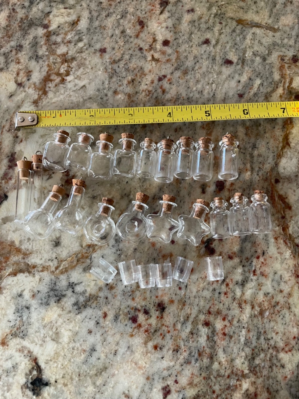 20pcs Clear Mini Glass Jars Wishing Bottles Vials with Corks + mini glasses