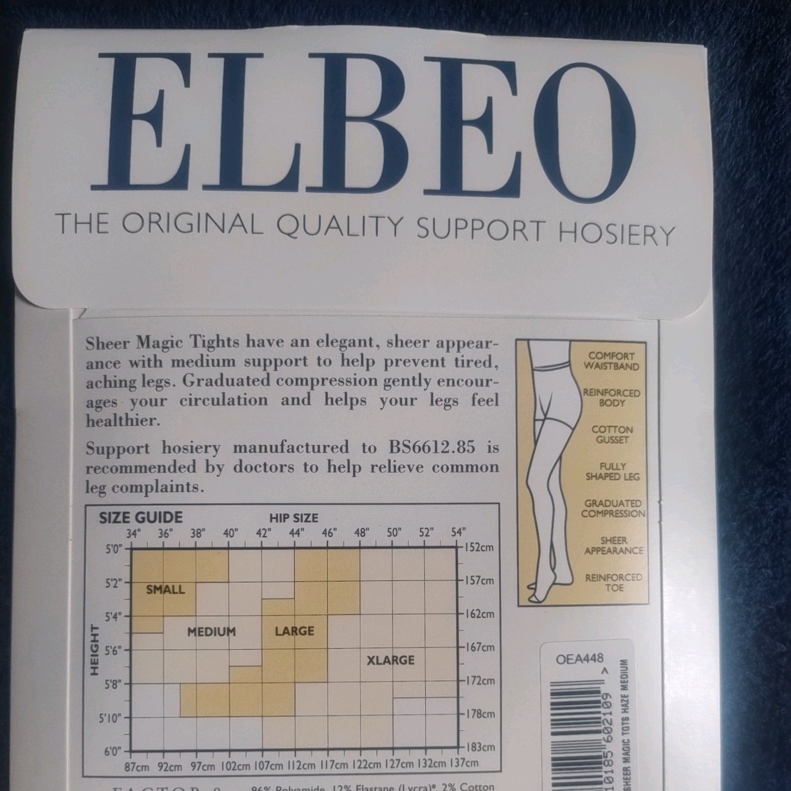 Elbeo 20 Den Sheer Magic Factor 8 Tights, Size Medium in Haze