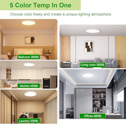 2 Pack 3200lm LED Flush Mount Ceiling Light 12 Inch, 5CCT 2-Pack White