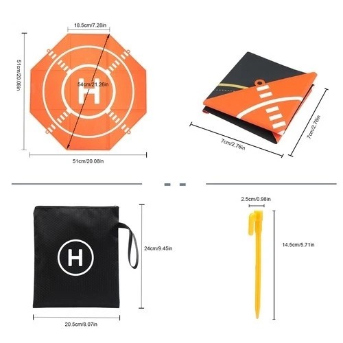 US Drone Landing Pad Portable Foldable 20in PU Double-Sided Waterproof Helipad