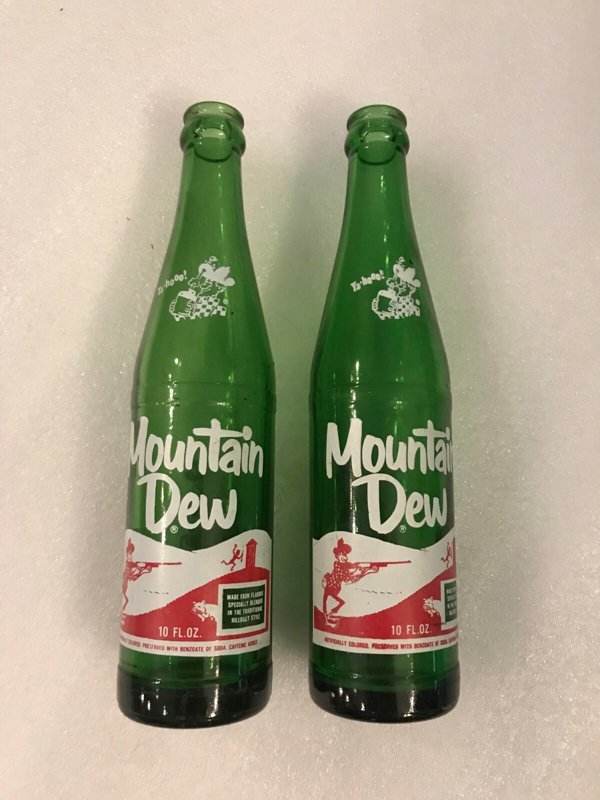 PAIR Vintage 1960's, Mountain Dew, Laughing Pig, 10oz Bottle, Rare