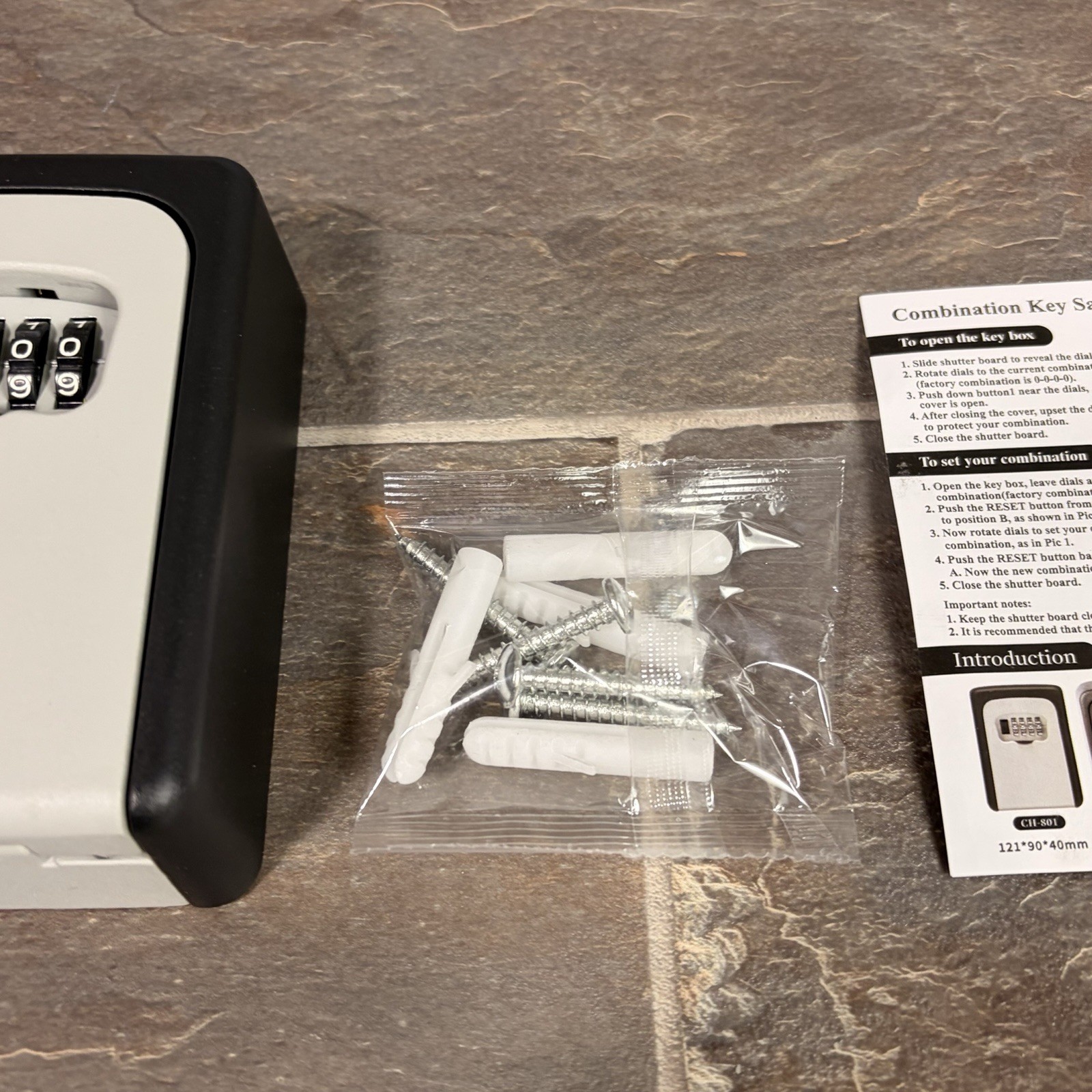 Fayleeko 4 Digit Combination Key Safe Lock Box - Black/Gray