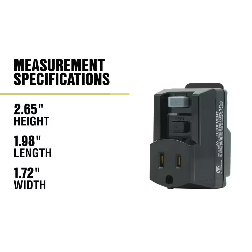 1-Outlet GFCI Extension Cord Adapter