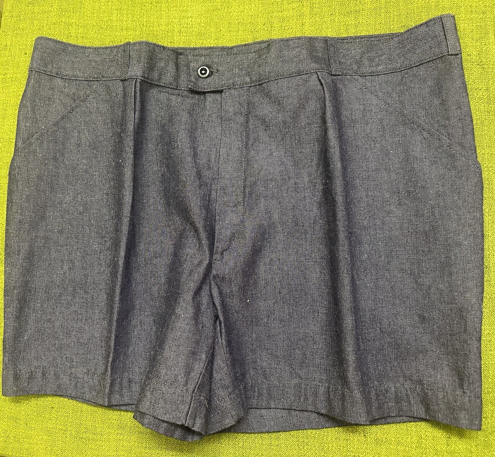40 NOS Vintage MCC TOULON Navy Blue Denim FRENCH NAVAL Pleat Shorts FRANCE 104cm