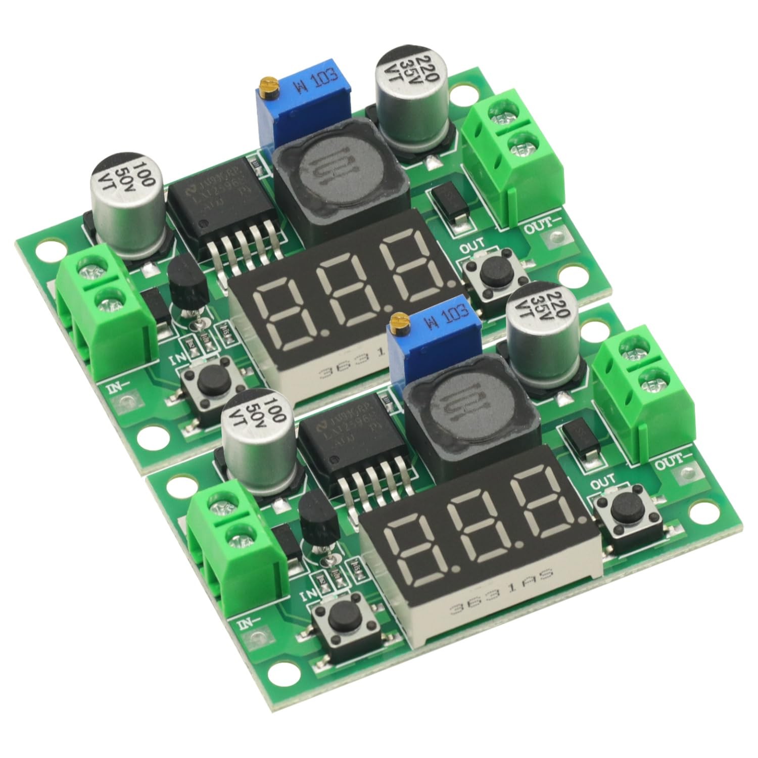 Buck Step Down Module Adjustable Voltage Regulator LED Voltmeter 2 PCS