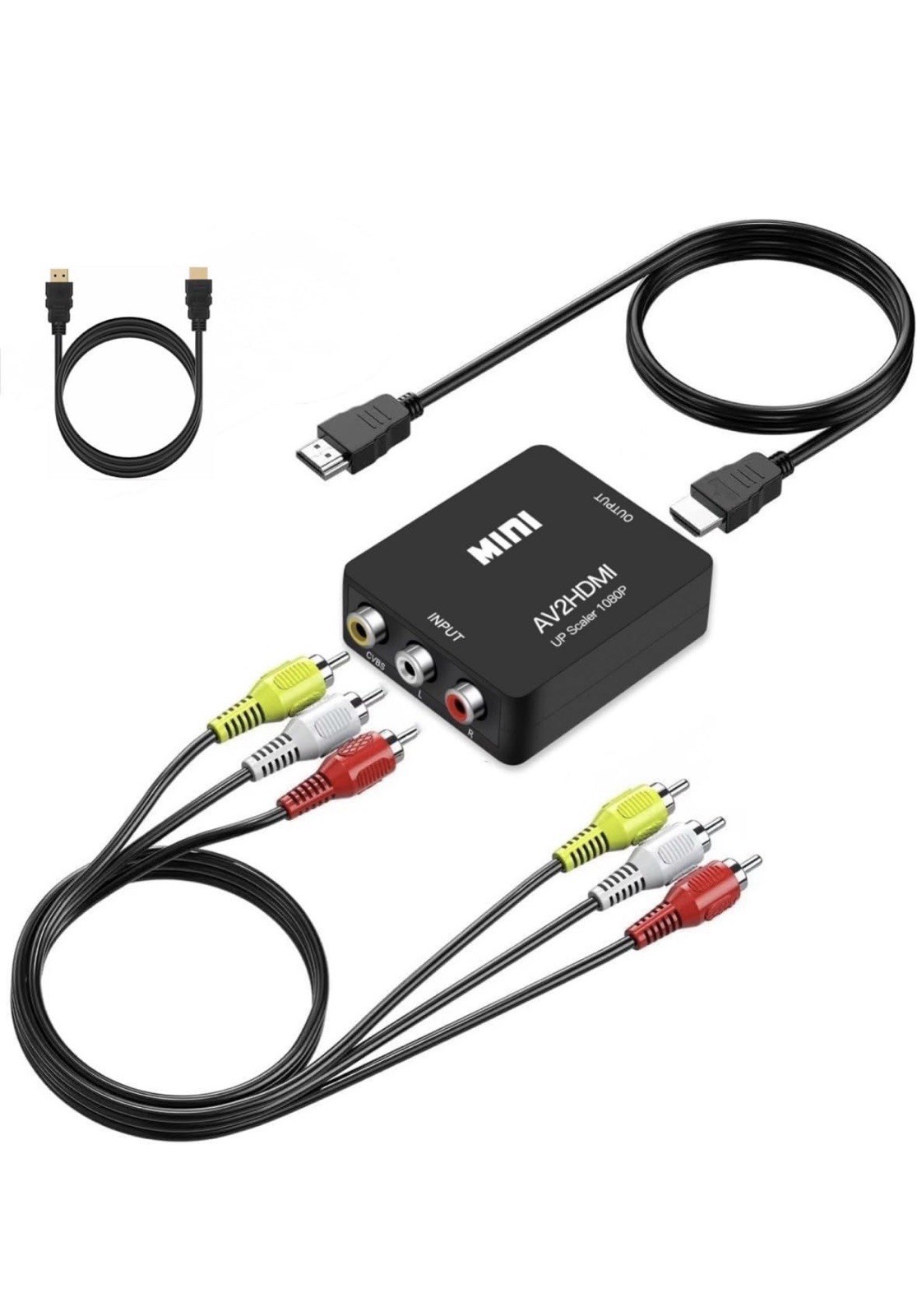 BD&M AV to HDMI Converter RCA HDMI 1080P Mini Composite CVBS Black Up Scaler