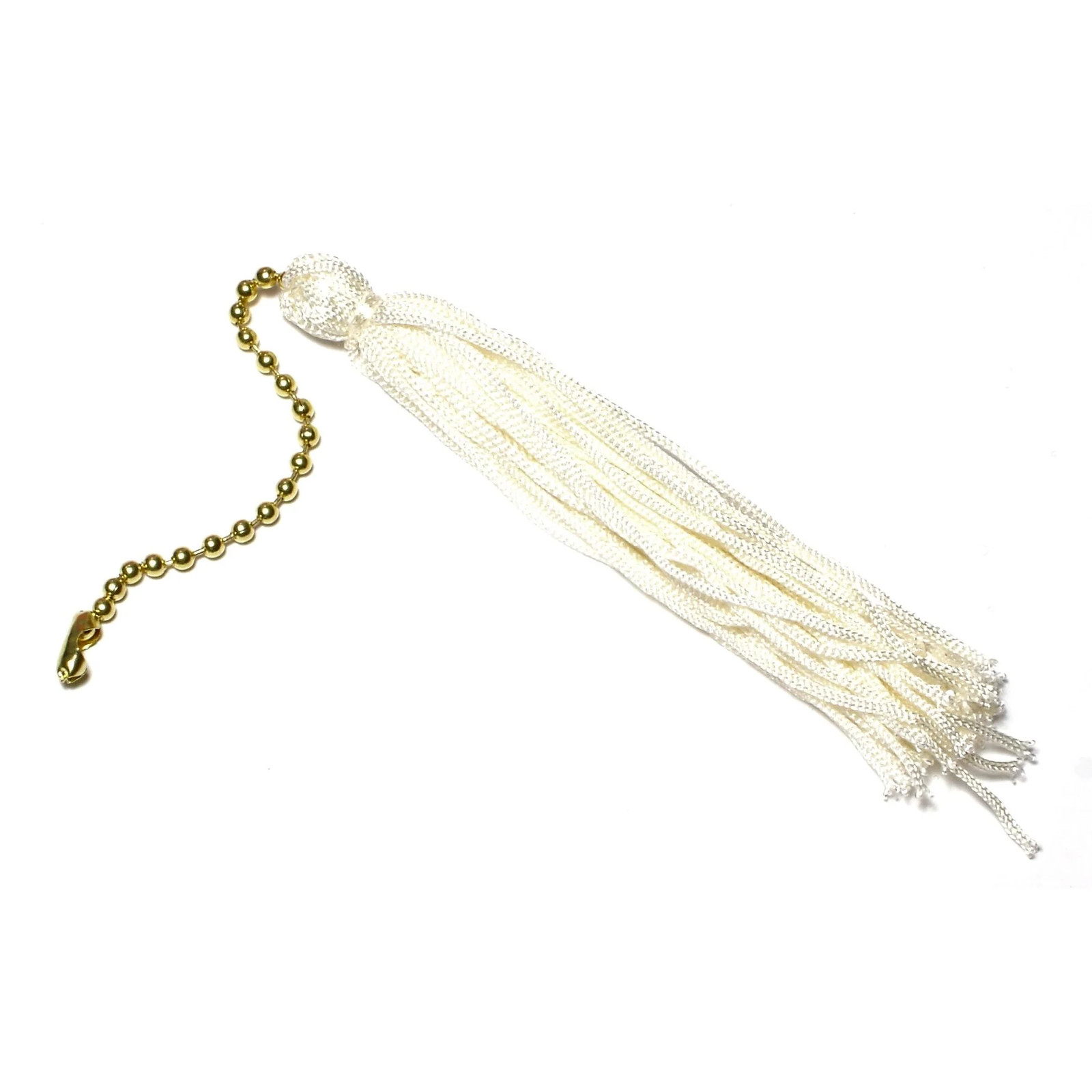 5" White Colored Ball Chain Tassels (3 pcs.)