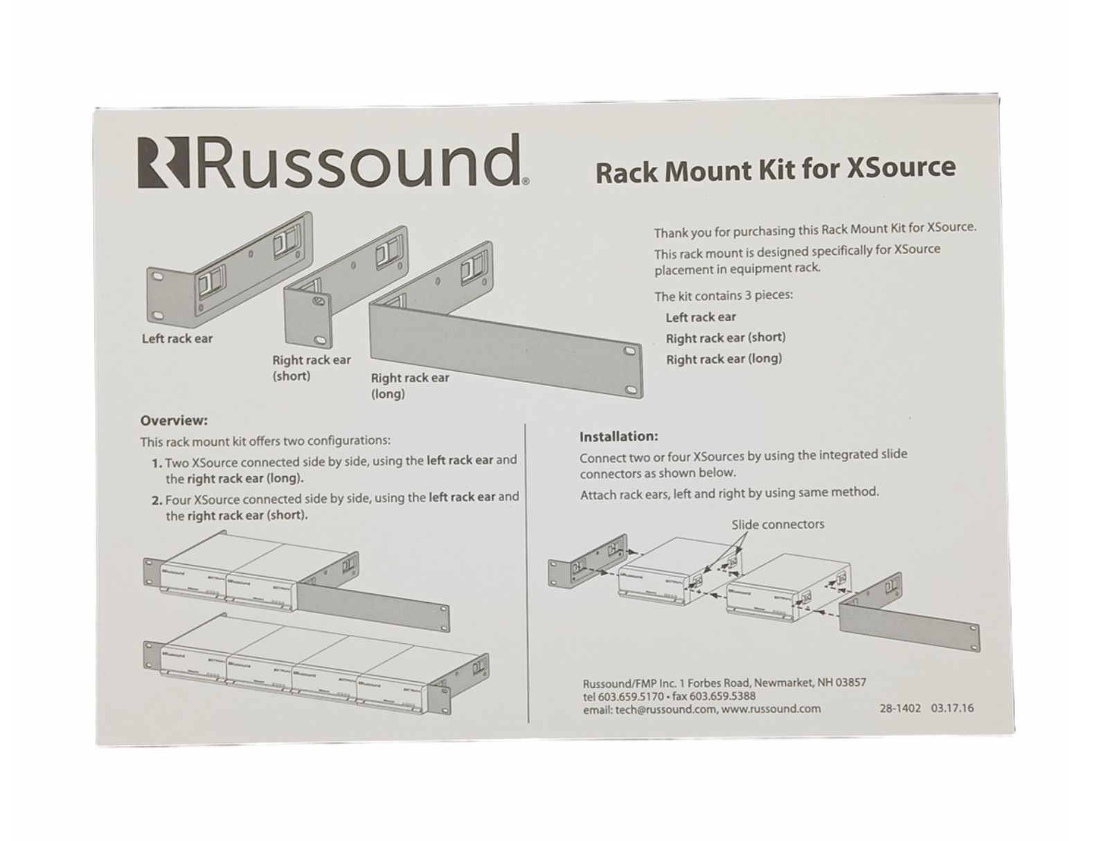 Russound Xsource Rack Mount Kit Black