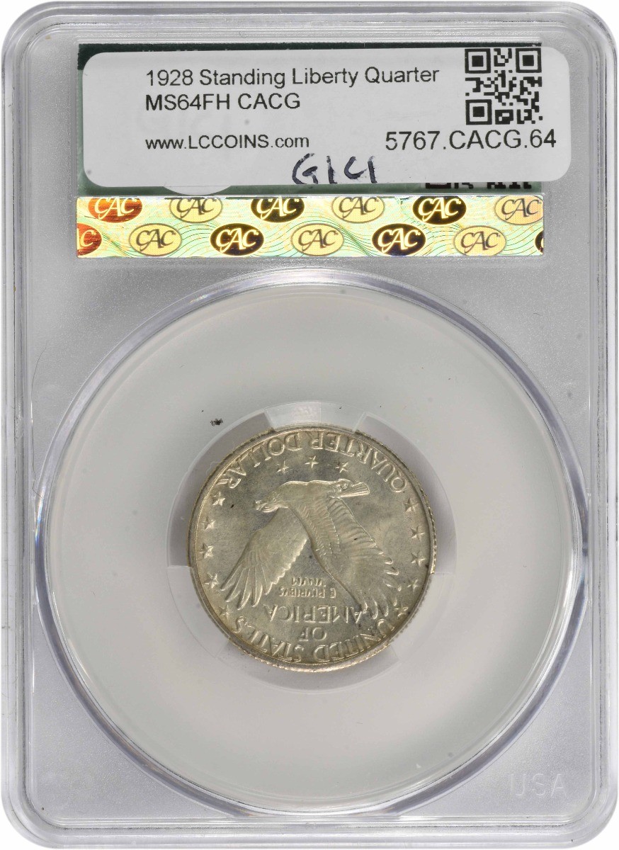 1928 Standing Liberty Silver Quarter MS64FH CACG