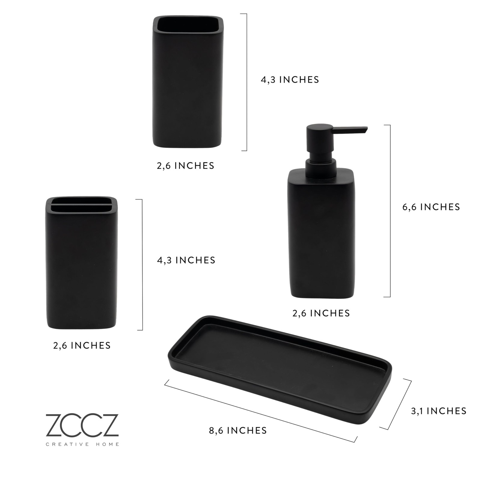 Matte Black Bathroom Accessory Sets, 4 Pieces Bathroom Accessories Complete Set