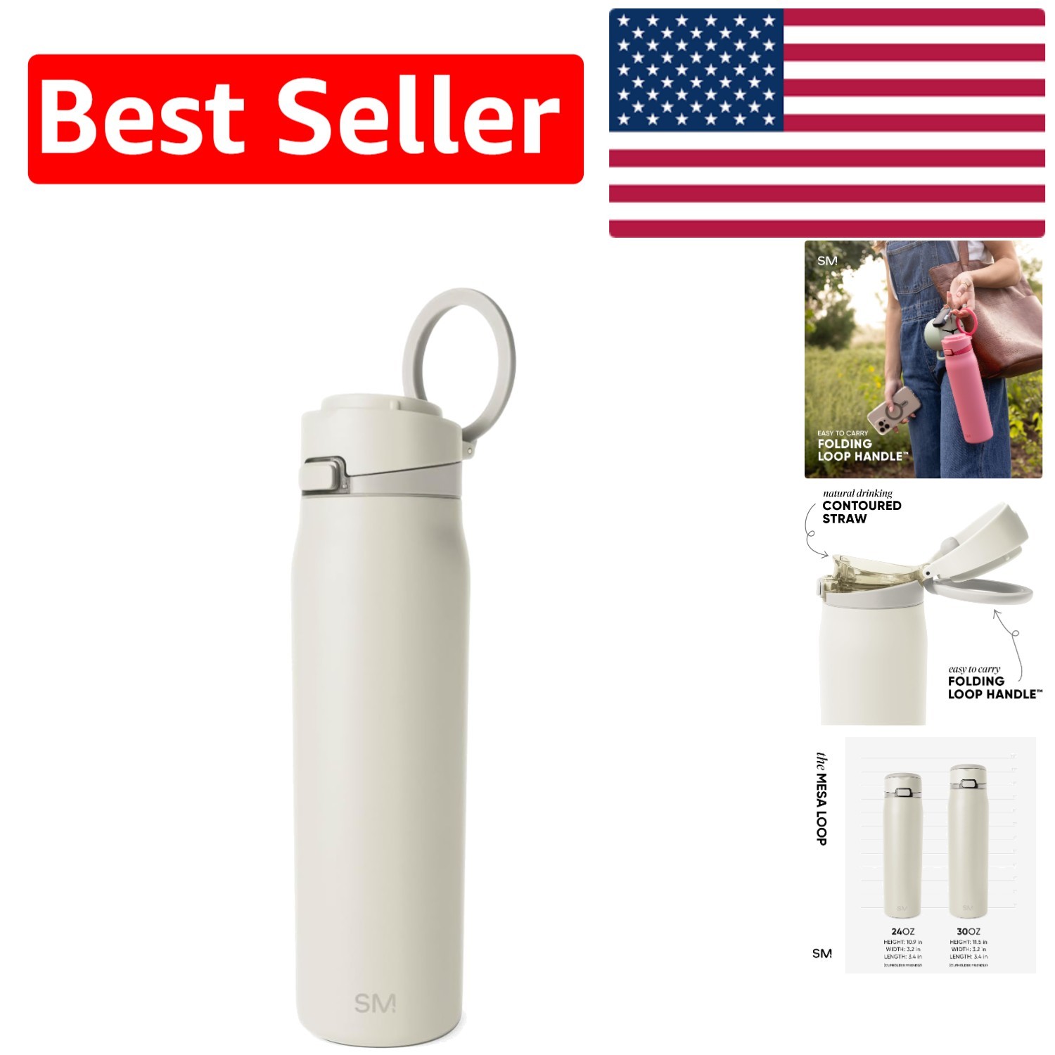 Cashew 24oz Mesa Loop Bottle | Covered Straw & Insulation for Active Lifestyle