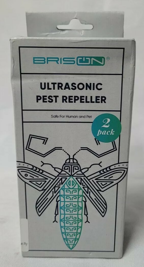 2 Pack BRISON Ultrasonic Pest Repeller Plug-in Electronic Insect Repellent - NEW