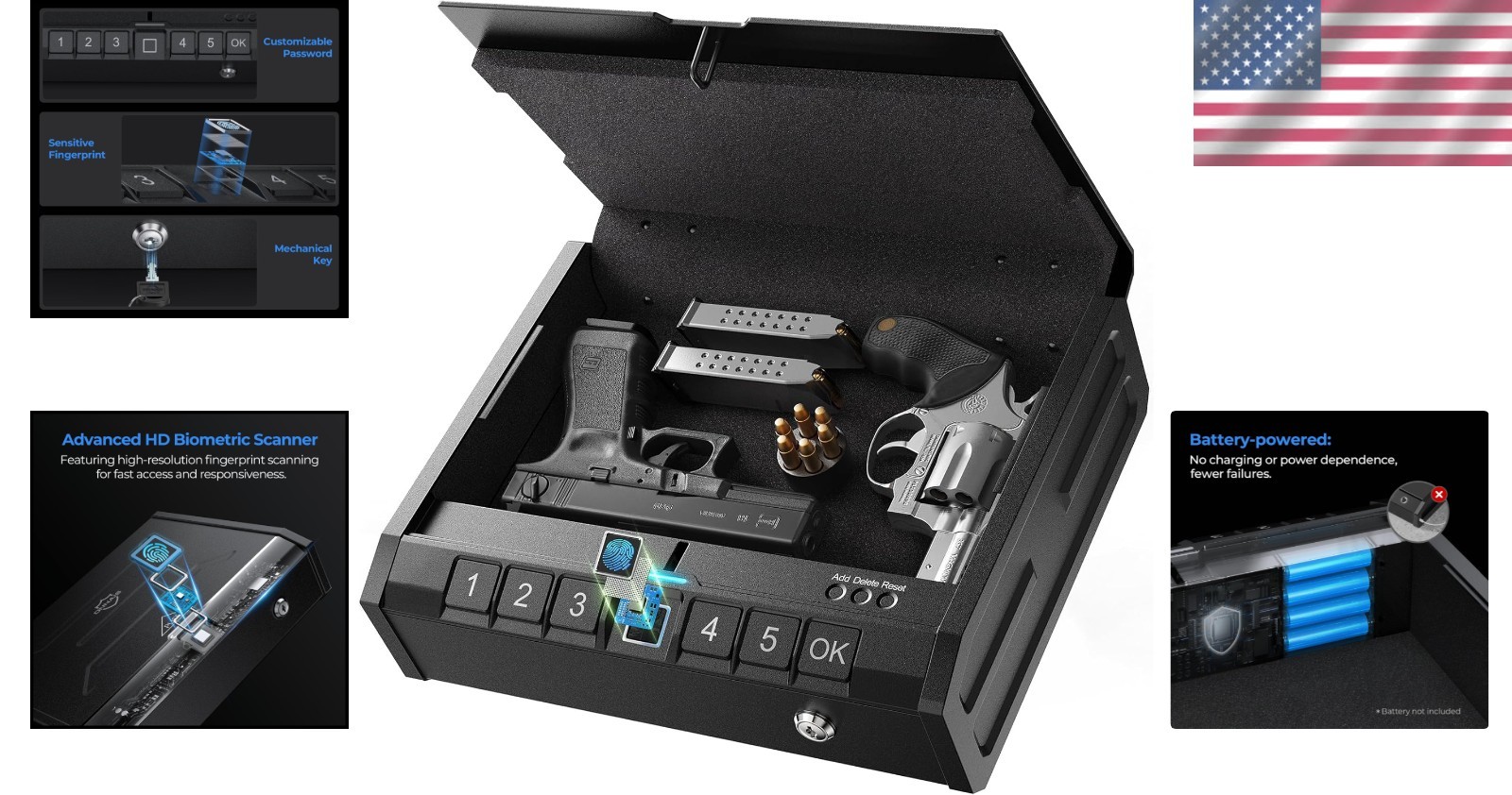 Handgun Safe with Security Cable - Versatile Protection