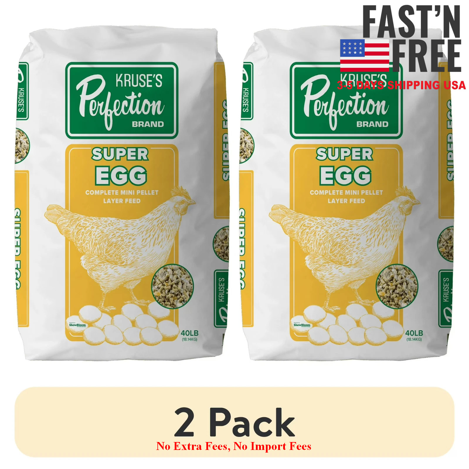 (2 pack) Kruse's Perfection Brand Super Egg Poultry Feed 40 lb Pellet with Yucca