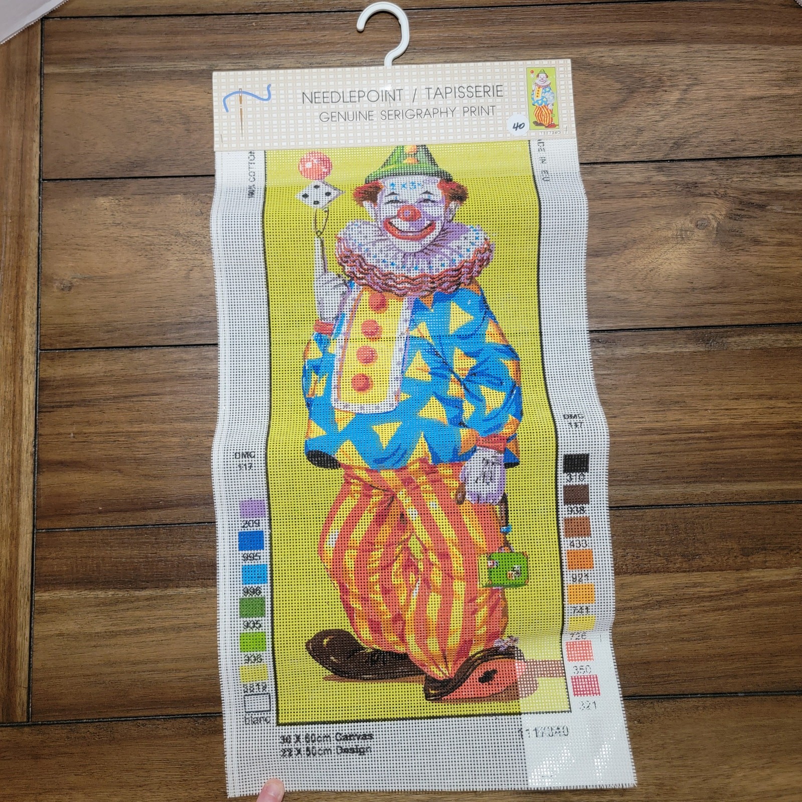 Needlepoint Genuine Serigraphy Print (22 x 50 cm) Clown - NWT