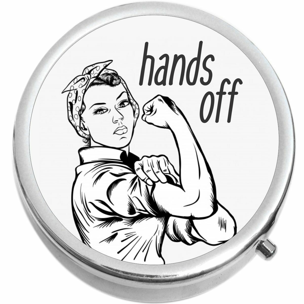 Rosey Hands Off  Medicine Vitamin Compact Pill Box