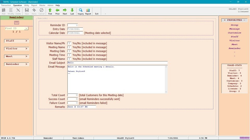 NVYN Visitor Schedule Software - Meet Work Plan Calendar