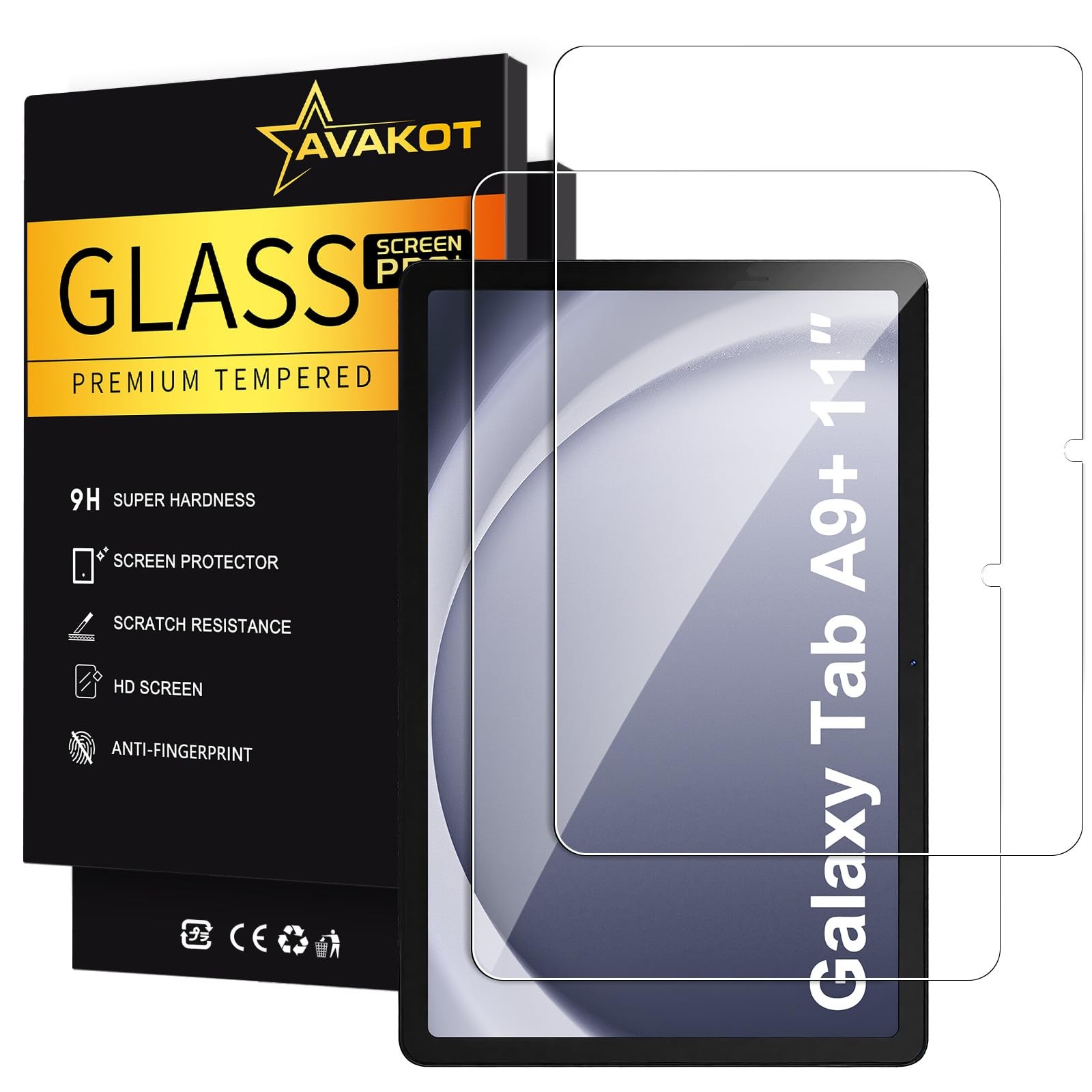 2 Pack Screen Protector for Samsung Galaxy Tab A9 Plus 2023, Tempered Film Ul...