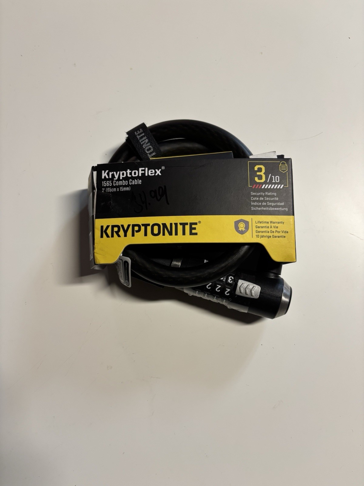 Kryptonite KryptoFlex 1565 Combo Cable Lock 2 Foot Length