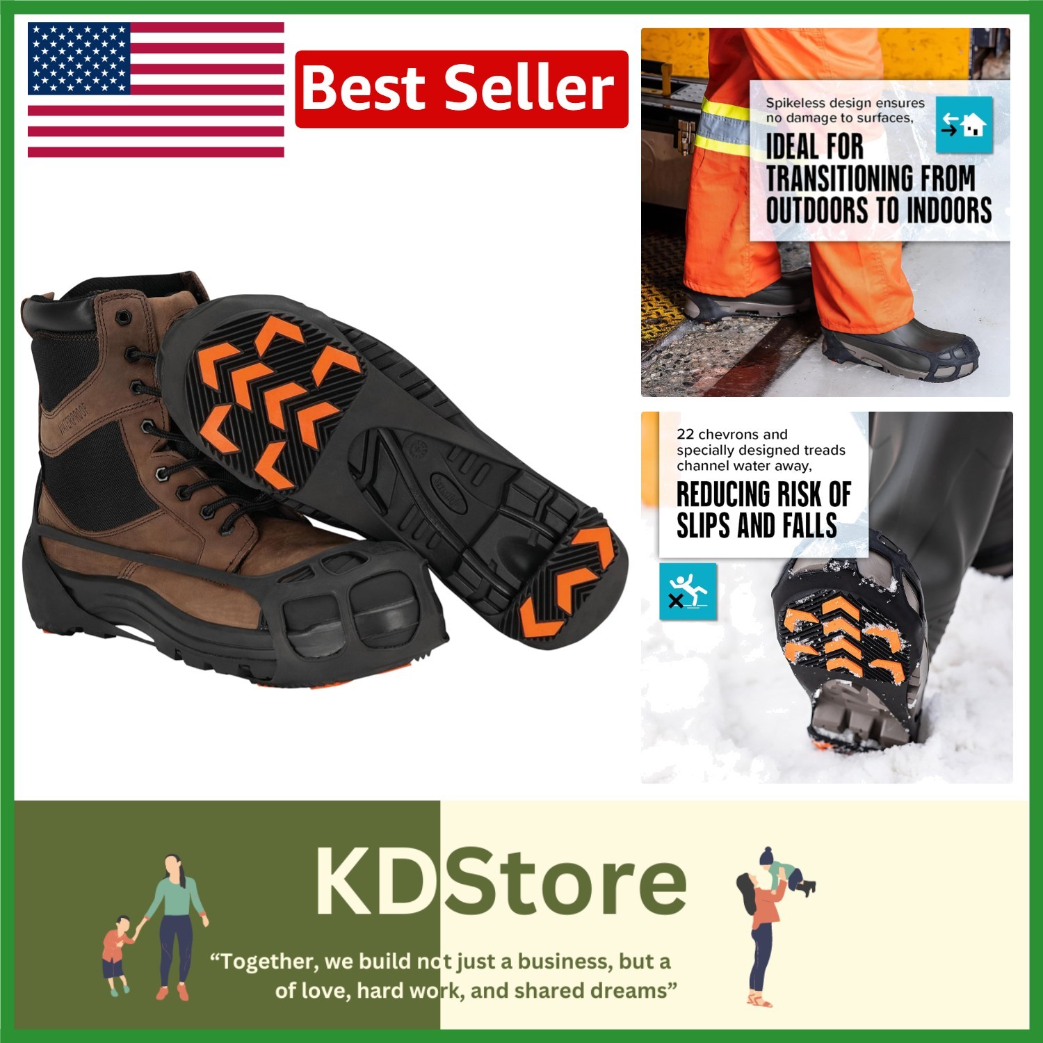 GripPro Spikeless Traction Aids for Men & Women - Full-Foot Icy Safety Grippers
