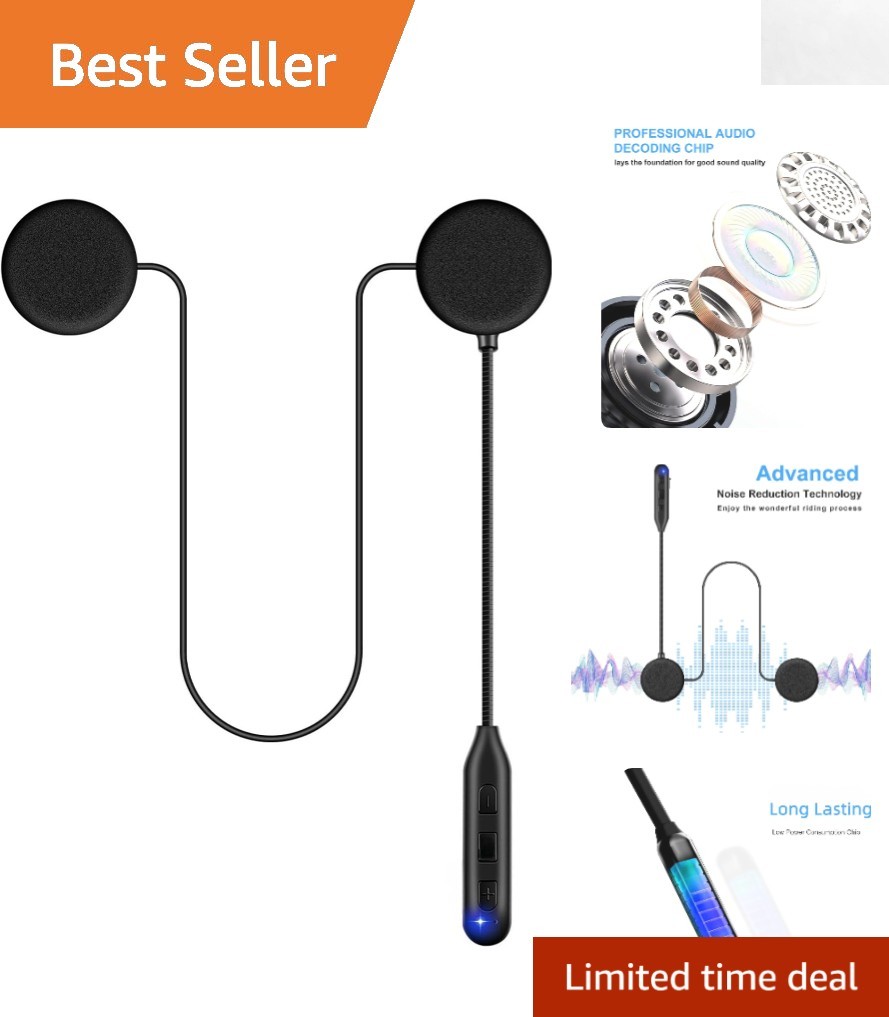 Loud & Clear Motorcycle Bluetooth Headset Speakers: Waterproof, 50 Hour Playtime