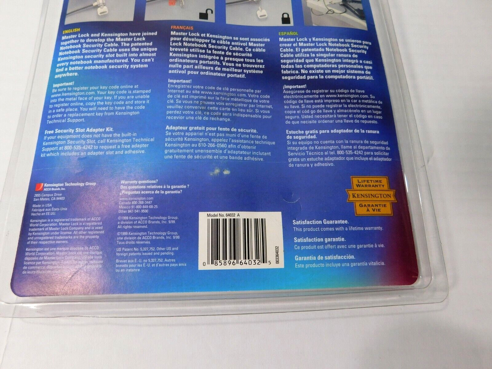 New Master Lock Notebook Security Cable Lock Computer #64030A Kensington